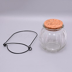 空のガラスの願いのボトル  ビーズコンテナ  コルク栓と鉄の取っ手付き  カボチャ  透明  8.1x7.8cm&nbsp;LS-GLAA-WH0028-10