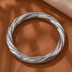 女性用ツイスト304ステンレススチールバングル  プラチナ  3/8インチ（1cm）  内径：2-1/2インチ（6.2cm）&nbsp;BJEW-S161-06P