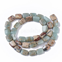 天然アクアテラジャスパービーズ連売り  印象ジャスパー  長方形  10x8x4~5mm  穴：1mm  約38~40個/連  15.94インチ（40.5cm）&nbsp;G-S366-016