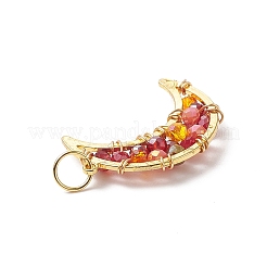 ガラスビーズのムーンペンダント  真鍮オープンバックベゼルペンダント付き  ミックスカラー  26~26.5x18~19x3~4mm  穴：4.6mm&nbsp;PALLOY-JF02019
