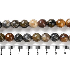 天然石瑪瑙ビーズ連売り  染め＆加熱  多面カット  ラウンド  ダークチソウ  10mm  穴：0.8mm  約37個/連  14.96''（38センチメートル）&nbsp;G-M437-B01-01A