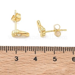真鍮とクリスタルラインストーンのスタッドピアス（女性用）  ゴールドカラー  ボディ  9.5x7mm&nbsp;EJEW-G464-04G-03