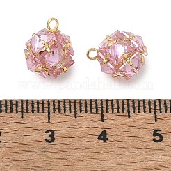 Brass Pave Pink Cubic Zirconia Charms&nbsp;CU-CBAD360-08G-03