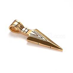 三角振り子 304 ステンレス ビッグ スチール ペンダント  アンティーク黄金  55.5x17.5x9.5mm  穴：9x6mm&nbsp;STAS-L172-03AG