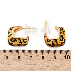 Brass Enamel Stud Earrings&nbsp;EJEW-P301-04G