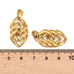 304ステンレスペンダント  絡み合った菱形チャーム  ゴールドカラー  26x15x4.5mm  穴：6.5x3mm&nbsp;STAS-P438-23G