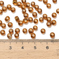 銀線ガラスシードビーズ6/0個  ラウンド  サドルブラウン  4x2.5mm  穴：1.4mm  約7500個/ポンド&nbsp;SEED-H004-03A-01