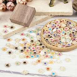200色メッキアクリルカボション10個  ゴールドライン入り  時計と花  ミックスカラー  9.5x10x2.5mm  20個/カラー&nbsp;OACR-TA0001-17