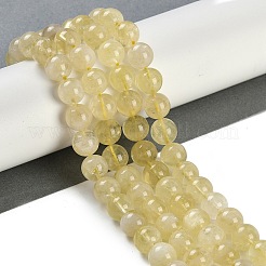 天然レモンクォーツ（加熱）ビーズ連売り  ラウンド  10~10.5mm  穴：1.2mm  約37~38個/連  37.5~38cm&nbsp;G-H062-A01-03