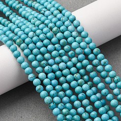 天然マグネサイトビーズ連売り  染め＆加熱  ラウンド  シアン  4mm  穴：1mm  約95個/連  約15インチ&nbsp;G-K244-02-4mm-01