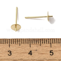 真鍮スタッドイヤリングを見つける  鉛フリー＆カドミウムフリー  ラウンド  24KGP本金メッキ  13.5x5mm  ピン：12x1mm＆1mm&nbsp;KK-K383-02C-G