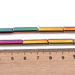 電気メッキガラスビーズセット  フルメッキ  長方形  ショッキングピンク  19.5~20x3.5~4x3.5~4mm  穴：1mm  約38個/連  29.13''（74センチメートル）&nbsp;EGLA-Q128-12A-FP04