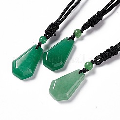 Gemstone Hexagon Pendant Necklace with Nylon Cord for Men Women&nbsp;NJEW-G094-A