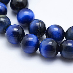 天然石タイガーアイビーズ連売り  染め＆加熱  ラウンド  10mm  穴：1mm  約38~39個/連  14.9インチ（38cm）&nbsp;LS-G-K203-86-10mm