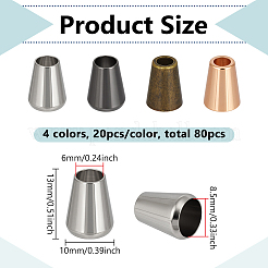 80Pcs 4 Colors Zinc Alloy Cord End&nbsp;BUTT-BC0001-16A