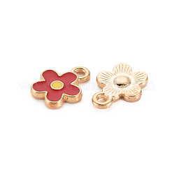 合金エナメルチャーム  カドミウムフリー＆鉛フリー  ライトゴールド  花  ファイヤーブリック  12.5x10x2mm  穴：1.6mm&nbsp;ENAM-S121-179
