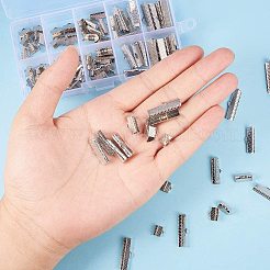 混合鉄リボンカシメエンドパーツセット  プラチナ  8~25x6~8x5mm  穴：1~2mm  約10個 /コンパートメント  100個/箱&nbsp;IFIN-PH0008-01P