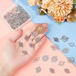 96Pcs 12 Styles Tibetan Style Alloy Hollow Connector Charms Sets&nbsp;TIBE-GO0001-06