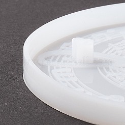 音符模様のカップマットシリコンモールドを備えたフラットラウンド  樹脂コースター金型  UVレジン＆エポキシレジンのクラフト作り用  ホワイト  126x9mm&nbsp;LS-DIY-M039-07