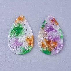 Carved Natural White Jade Pendants&nbsp;G-L495-40