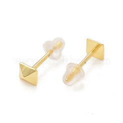 Rack Plating Brass Pyramid Stud Earrings for Women&nbsp;KK-B069-03G