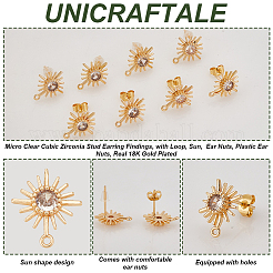 Brass Micro Clear Cubic Zirconia Stud Earring Findings&nbsp;KK-UN0002-65