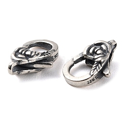 タイスターリングシルバーカニカン925個  花  スタンプ925個付き  アンティークシルバー  13.5~14x9x4.5mm  穴：1.4mm&nbsp;STER-D003-21AS