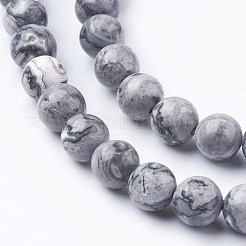 Natural Map Stone/Picasso Stone/Picasso Jasper Beads Strands&nbsp;G-G047-6mm