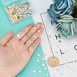 200色201ステンレススチールレーザーカットチャーム2個  空白のスタンピングタグ  フラットラウンド  ゴールデン·ステンレス鋼色  6x1mm  穴：1.2mm  100個/カラー&nbsp;STAS-DC0005-48