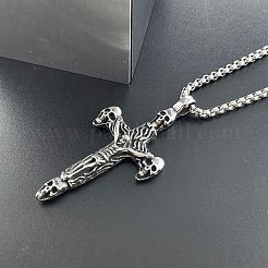 Fashionable 304 Stainless Steel Gothic Skull Cross Pendant Necklaces for Men&nbsp;KE0152