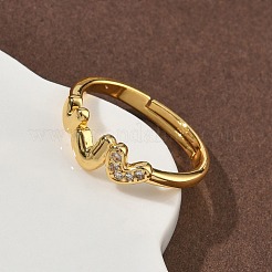 Brass Micro Pave Cubic Zirconia Finger Rings&nbsp;RJEW-H258-21G