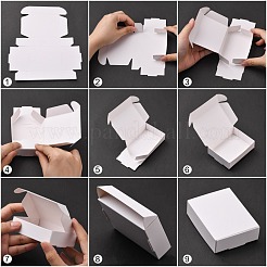 クラフト紙ギフトボックス  配送ボックス  折りたたみボックス  長方形  ホワイト  8x6x2cm&nbsp;X-CON-K003-03A-02