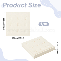 9スロットマイクロファイバーリングオーガナイザーディスプレイスタンド  正方形  淡黄色  14.2x14.2x2.25cm&nbsp;ODIS-WH0050-15C-02