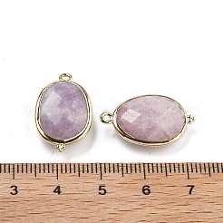 天然レピドライトのファセットオーバルコネクタチャーム  真鍮パーツ  ゴールドカラー  ラックめっき  22x13.5x6mm  穴：1.4mm&nbsp;G-H323-02G-14