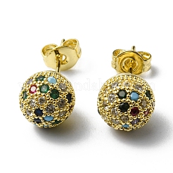 Rhinestone Disco Ball Stud Earrings&nbsp;EJEW-D055-07G-03
