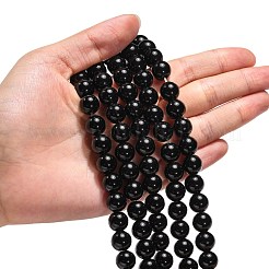 合成ブラックストーンビーズ連売り  染め  ラウンド  ブラック  10mm  穴：1mm  約19個/連  7.8インチ&nbsp;G-G088-10mm