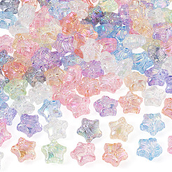 100 個の UV メッキ透明アクリルビーズ  虹色の  スター＆ちょう結び  ミックスカラー  19.5x20.5x14mm  穴：2.8mm&nbsp;OACR-TA0005-08