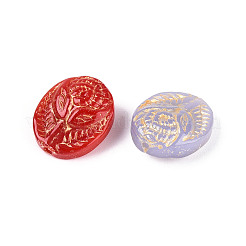 Oval with Rose Glass Beads&nbsp;GLAA-T025-75M