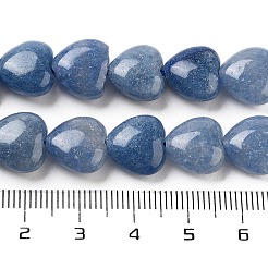 染色・加熱された天然ブルーアベンチュリンビーズ連売り  ハート  11~11.5x12x6mm  穴：1.1mm  約36個/連  15.35インチ（39cm）&nbsp;G-B022-34C
