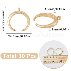 30個の合金ペンダント  ダブルホーン/三日月  ライトゴールド  26x24.5x4.5mm  穴：1.8mm&nbsp;FIND-SC0006-69