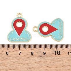 合金エナメルチャーム  看板のチャームを探す  ゴールドカラー  淡いターコイズ  25.5x20x1mm  穴：2mm&nbsp;AL-CBA6AEB-07G-01