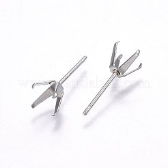 変色しない201ステンレススチールスタッドピアス金具  304ステンレスピン付き  ステンレス鋼色  2.3x2.3mm  ピン：0.8mm&nbsp;STAS-I095--07P-A