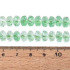 クラックル透明ガラスビーズ連売り  ロンデル  多面カット  ミディアムスプリンググリーン  7.5~8x5~5.5mm  穴：1.2~1.4mm  約66~69個/連  13.78~14.37インチ（35~36.5cm）&nbsp;GLAA-N068-03A-05