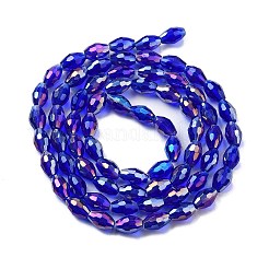 Transparent Electroplate Glass Beads Strands&nbsp;EGLA-A037-T6x8mm-B03