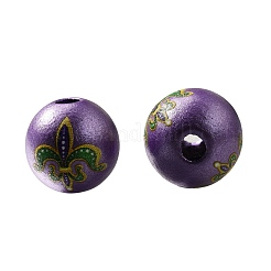 プリントされた天然木  パールカラーの  カーニバルシリーズ  花  15.5x14.5mm  穴：4.5mm&nbsp;WOOD-D288-01