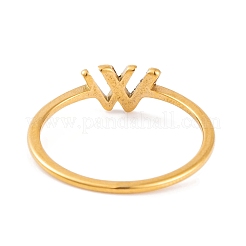 PVD Vacuum Plating 304 Stainless Steel Letter W Finger Ring for Women&nbsp;RJEW-C086-07-G