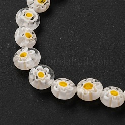 ハンドメイドミッレフィオーリ ランプワークビーズ連売り  フラットラウンド  ゴールド  6x3mm  穴：0.7mm  約66個/連  14.65''（37.2センチメートル）&nbsp;LS-LAMP-G164-11O