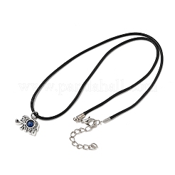 Alloy & Natural Lapis Lazuli Pendant Waxed Cord Necklace&nbsp;NJEW-JN05438-02