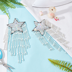 Glass Beaded Tassel Sew on Star Patches&nbsp;PATC-FG0001-73