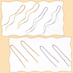 4 Pairs 4 Style Stainless Steel Chain Tassel Ear Threads&nbsp;EJEW-AN0002-91